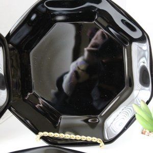 4Pc Arcoroc Octagon Octime Black Bread Salad Plates Made In Fran…